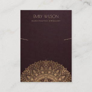 BURGUNDY FAUX GOLD MANDALA KETTING DISPLAY VISITEKAARTJE