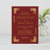 Burgundy Faux Gold Script Weddenschap Aankondiging (Staand voorkant)