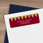 Burgundy Faux Gold Triangle Pattern Modern Address Etiket