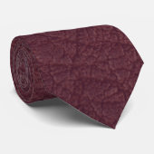 Burgundy Faux Leather Grunge Wedding Groomsmen Stropdas (Opgerold)