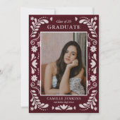 Burgundy Fiesta Photo Grad Announcement 2026 Aankondiging (Voorkant)