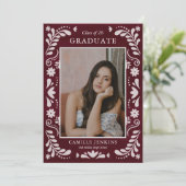 Burgundy Fiesta Photo Grad Announcement 2026 Aankondiging (Staand voorkant)