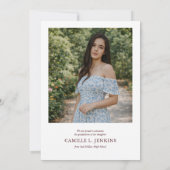 Burgundy Fiesta Photo Grad Announcement 2026 Aankondiging (Achterkant)