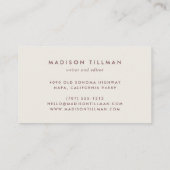 Burgundy Fig & Ivory Modern Calligraphy Script Visitekaartje (Achterkant)