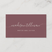 Burgundy Fig & Ivory Modern Calligraphy Script Visitekaartje (Voorkant)
