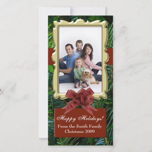 Burgundy Fir Tree Traditional Photo Cards Feestdagenkaart (Voorkant)