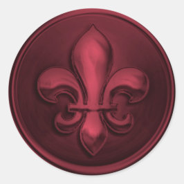 Burgundy Fleur de Lis Envelope Seal Embossed Kijk Ronde Sticker
