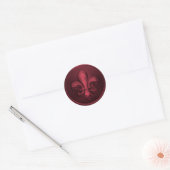 Burgundy Fleur de Lis Envelope Seal Embossed Kijk Ronde Sticker (Envelop)