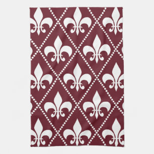 Burgundy Fleur de Lis Theedoek