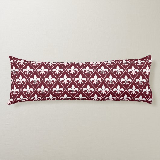 Burgundy Fleur de Lys Lichaamskussen (Voorkant)