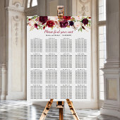 Burgundy Floral 16 Tables Wedding Seating Chart Poster