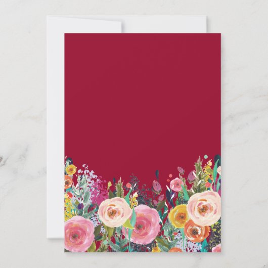 Burgundy Floral 18e uitnodiging (Achterkant)