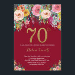 Burgundy Floral 70th Birthday Invitation Gold Kaart<br><div class="desc">Burgundy Floral 70th Birthday Invitation for Women. Waterverf Floral Flower. Zwart en goudglitter. Roze,  geel,  Oranje,  Paars ventilator. Volwassen verjaardag. Voor verdere aanpassing,  te klikken gelieve de knoop "van de Aanpassing het"en ons ontwerphulpmiddel te gebruiken om deze sjabloon te wijzigen.</div>