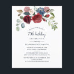 Burgundy Floral 70th Birthday Party Invitation<br><div class="desc">Creëer uw eigen budgetvriendelijke uitnodiging voor verjaardagsfeestdagen met onze sjabloon van het filmontwerp van de Bourgogne waterverf door op de knop 'Personaliseren' te klikken. Je kunt ook een andere speciale mijlpaal gebruiken in je leven die je van plan bent te vieren met vrienden,  familie en medewerkers</div>