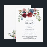 Burgundy Floral 80th Birthday Party Invitation<br><div class="desc">Creëer uw eigen budgetvriendelijke uitnodiging voor verjaardagsfeestdagen met onze sjabloon van het filmontwerp van de Bourgogne waterverf door op de knop 'Personaliseren' te klikken. Je kunt ook een andere speciale mijlpaal gebruiken in je leven die je van plan bent te vieren met vrienden,  familie en medewerkers</div>