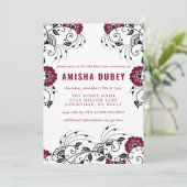 Burgundy Floral Annaprashan First Rice Ceremony Kaart (Staand voorkant)