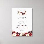 Burgundy Floral Antlers Kaarten en cadeaubonnen br Canvas Afdruk (Voorkant)