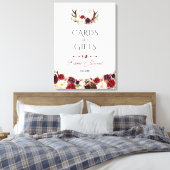 Burgundy Floral Antlers Kaarten en cadeaubonnen br Canvas Afdruk (Insitu (Slaapkamer))