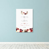 Burgundy Floral Antlers Kaarten en cadeaubonnen br Canvas Afdruk (Insitu (Houten vloer))
