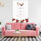 Burgundy Floral Antlers Kaarten en cadeaubonnen br Canvas Afdruk (Insitu (Woonkamer))
