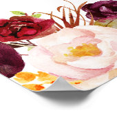 Burgundy Floral Antlers Welkomstbord Poster (Hoek)