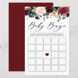 Burgundy Floral Baby Bingo Baby shower Game