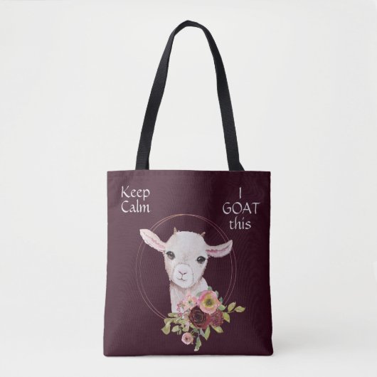 Burgundy Floral Baby Goat Tote Bag (Voorkant)