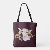Burgundy Floral Baby Goat Tote Bag (Achterkant)