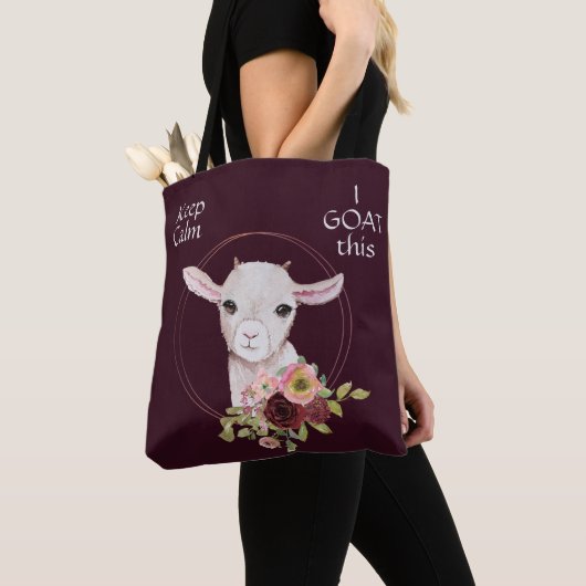 Burgundy Floral Baby Goat Tote Bag (Dichtbij)