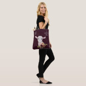 Burgundy Floral Baby Goat Tote Bag (Op model)