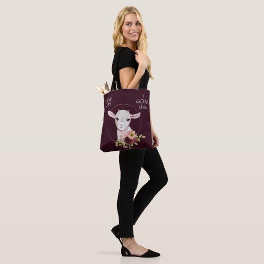 Burgundy Floral Baby Goat Tote Bag (Op model)