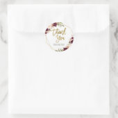 Burgundy Floral Baby shower Dank je wel Ronde Sticker (Tas)