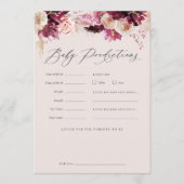 Burgundy Floral Baby Shower Predictions Game Card Kaart (Voorkant)