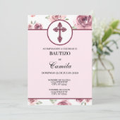 BURGUNDY FLORAL BAPTISM INVITATION KAART (Staand voorkant)