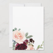 Burgundy Floral Birthday Invitation Adult Kaart (Achterkant)