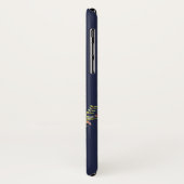 Burgundy Floral Blue Mr. en Mrs Wedding Photo Case-Mate iPhone Case (Achterkant/links)