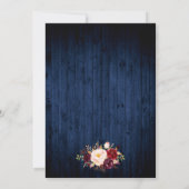 Burgundy Floral Blue Wood Gold Geo Lijst Save The Date (Achterkant)