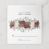 Burgundy Floral Blush Pink Roses Wedding Plaatskaartje (Buitenkant ongevouwen)