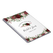 Burgundy Floral Blush Pink Weddenschap Boek Notitieboek (Rechterzijde)
