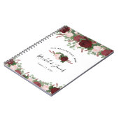 Burgundy Floral Blush Pink Weddenschap Boek Notitieboek (Linkerzijde)