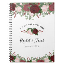 Burgundy Floral Blush Pink Weddenschap Boek