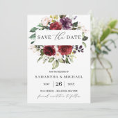 Burgundy Floral blush roze eucalyptusbruiloft (Staand voorkant)