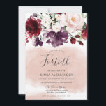 Burgundy Floral Blush Waterverf 40th Birthday Kaart<br><div class="desc">Burgundy Floral Blush Waterverf 40th Birthday Uitnodiging Zie passend collectie in Niche en Nest Store We hebben ook genoeg andere Uitnodiging en collecties.</div>