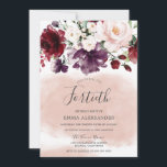 Burgundy Floral Blush Waterverf 40th Birthday Kaart<br><div class="desc">Burgundy Floral Blush Waterverf 40th Birthday Uitnodiging Zie passend collectie in Niche en Nest Store We hebben ook genoeg andere Uitnodiging en collecties.</div>