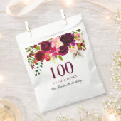 Burgundy Floral Boho 100th Birthday Party Bedankzakje (Geknipt)