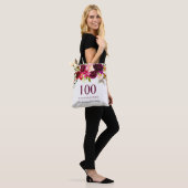 Burgundy Floral Boho 100th Birthday Party Tote Bag (Op model)