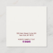 Burgundy Floral Boho Black Stud Earring Display Vierkante Visitekaartje (Achterkant)