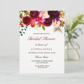 Burgundy Floral Boho Bridal Shower Kaart (Staand voorkant)