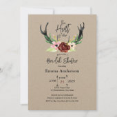 Burgundy Floral Boho Hunt over Vrijgezellenfeest Kaart (Voorkant)