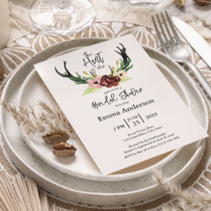 Burgundy Floral Boho Hunt over Vrijgezellenfeest Kaart